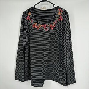 Savanna Jane Women's Blouse Embroidered Flowers Size 1X‎